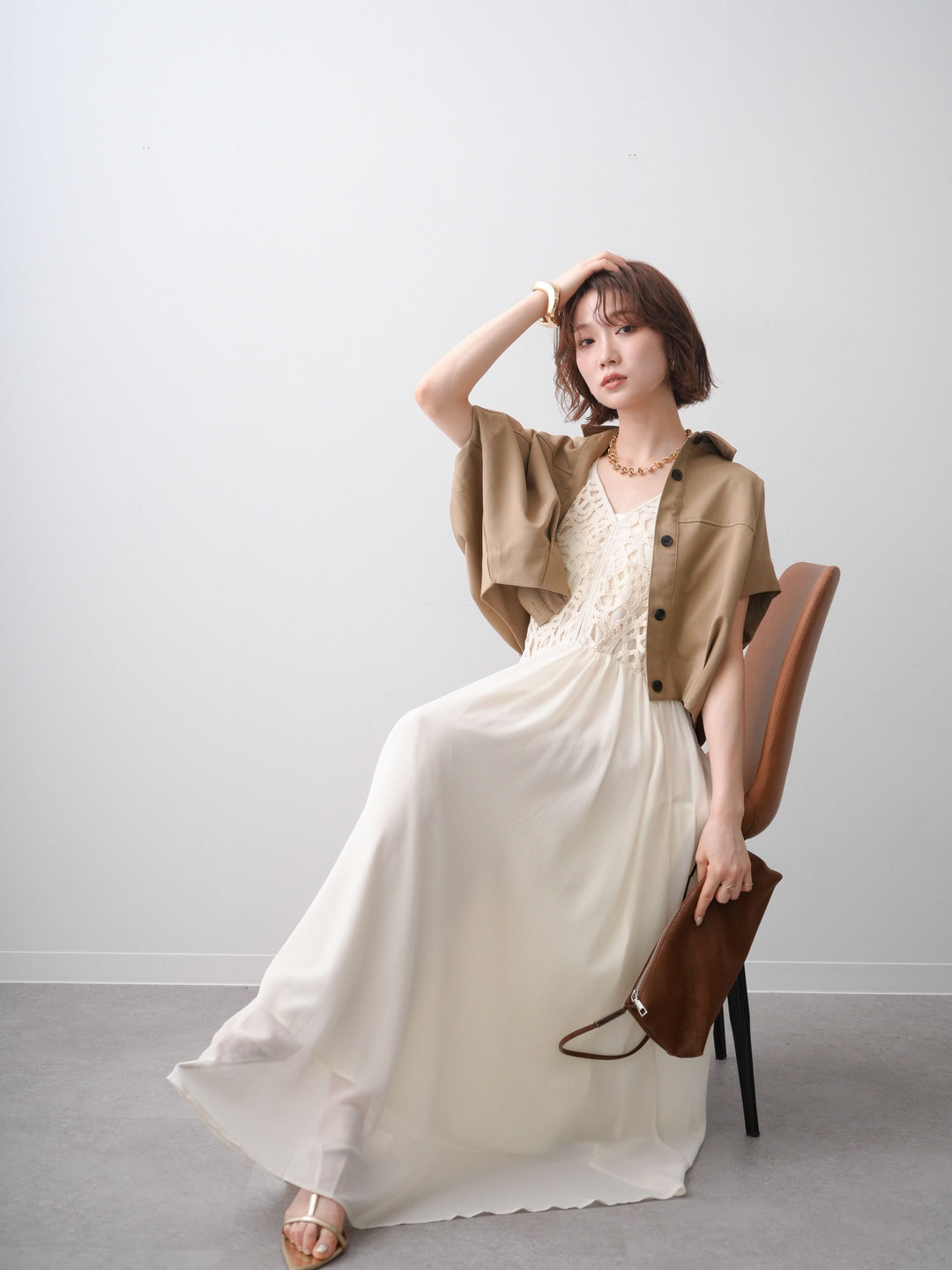 [SET]クロシェシフォンキャミワンピース+クロシェシフォンキャミワンピース(2set)