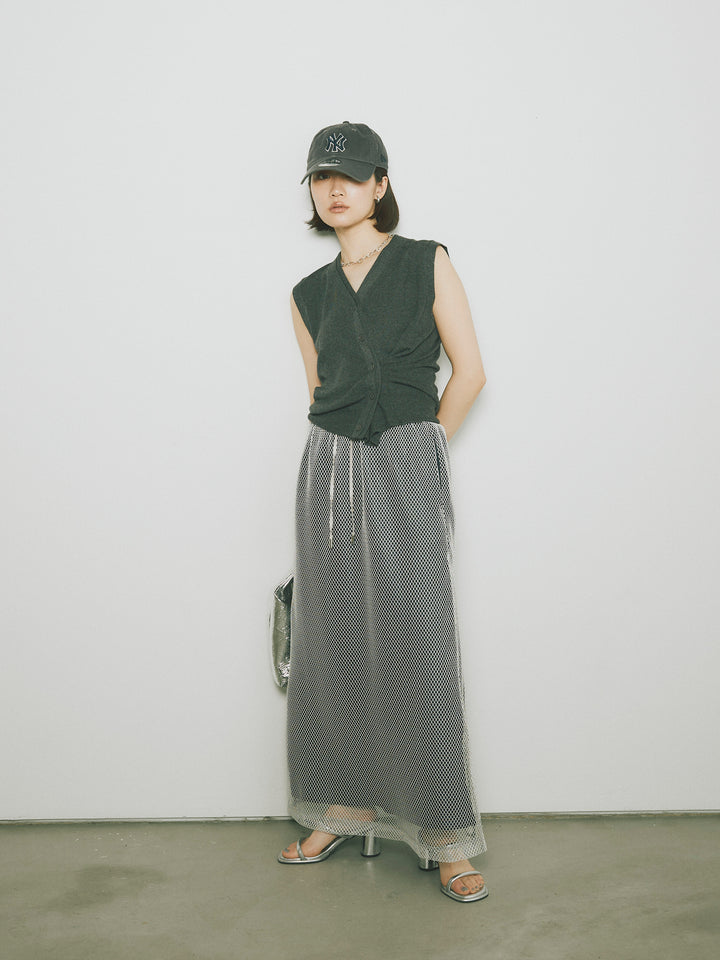 [予約]メッシュレイヤードスカート/ライトグレー