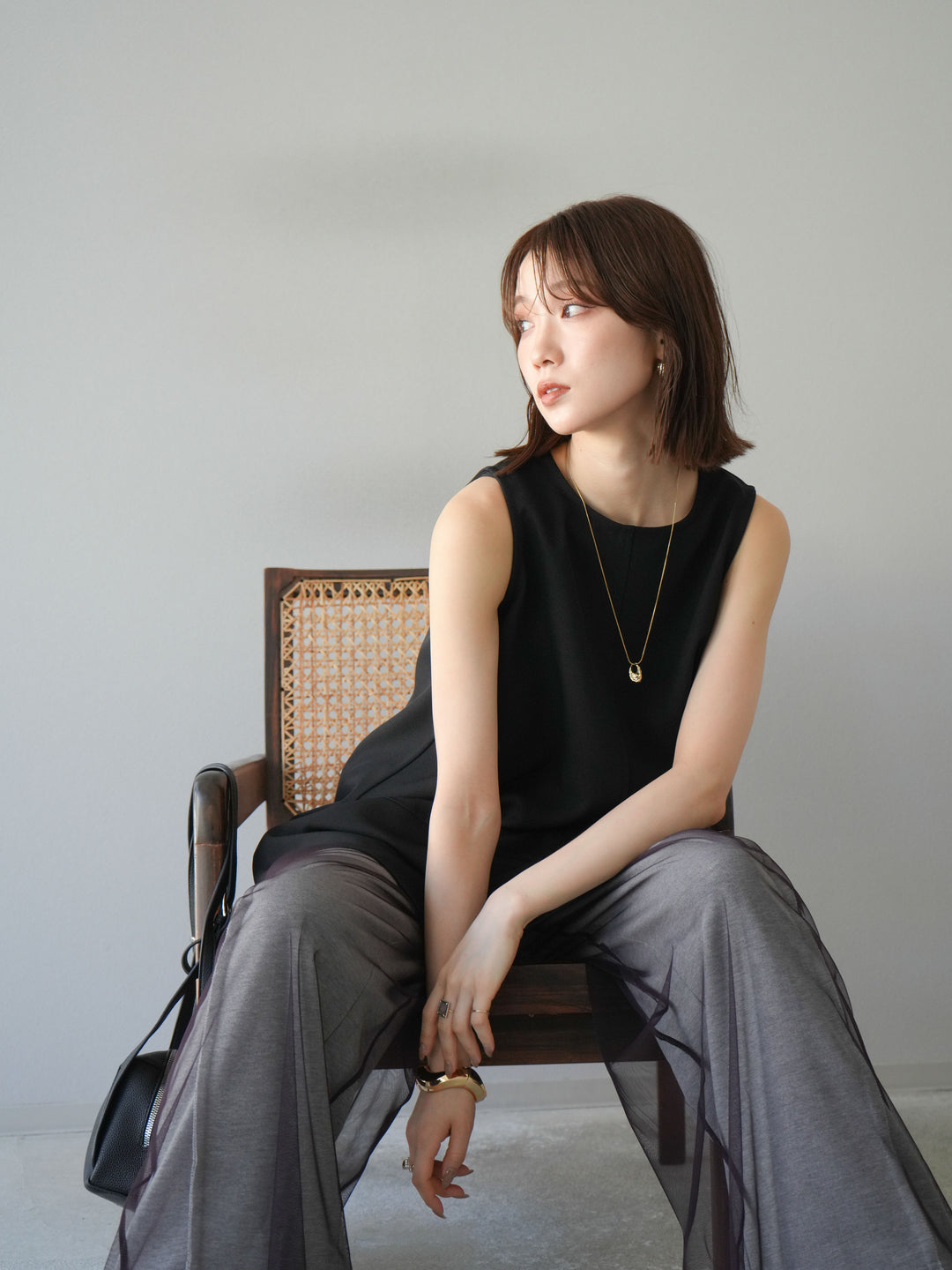 [予約]フレアノースリーチュニック/ブラック