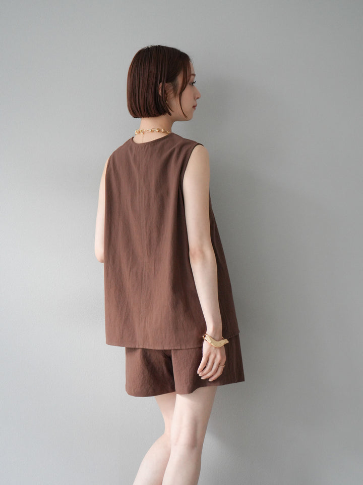 [套裝] 亞麻V領襯衫和短褲套裝 + 可選配件套裝（2 套）