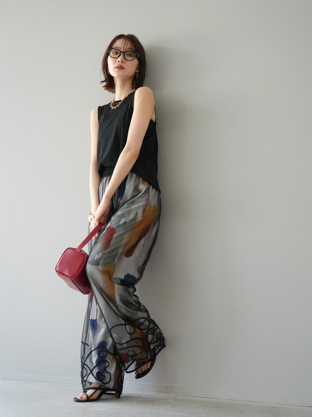 [予約]アイスタッチ2WAYデザインキャミタンク/ブラック