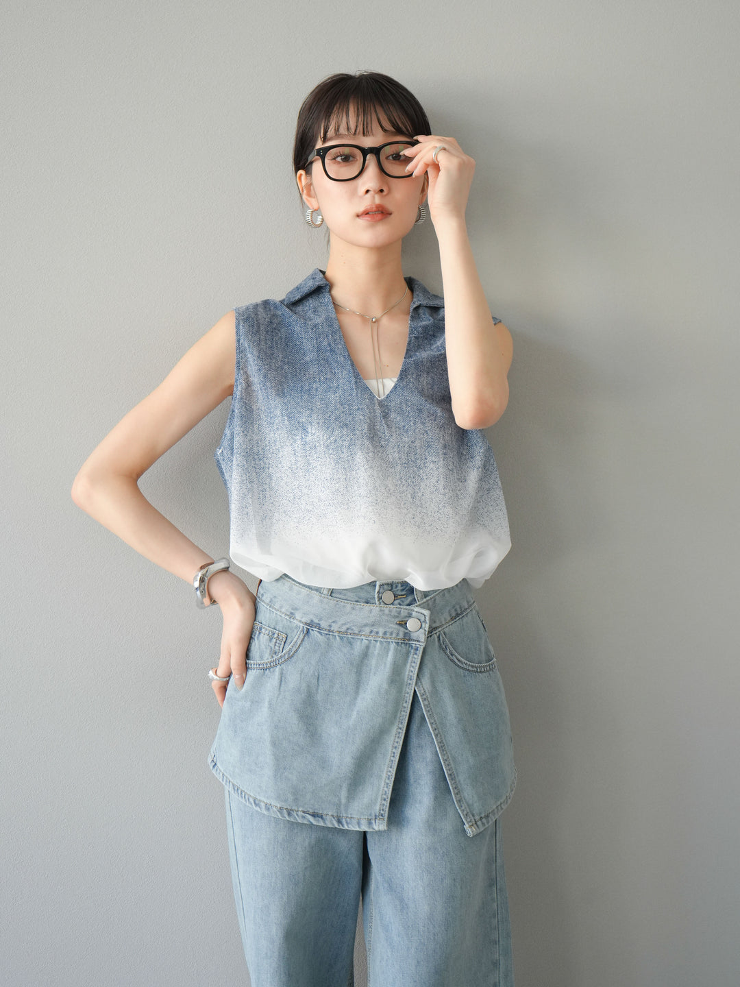 【預購】染色漸層船長襯衫/藍色