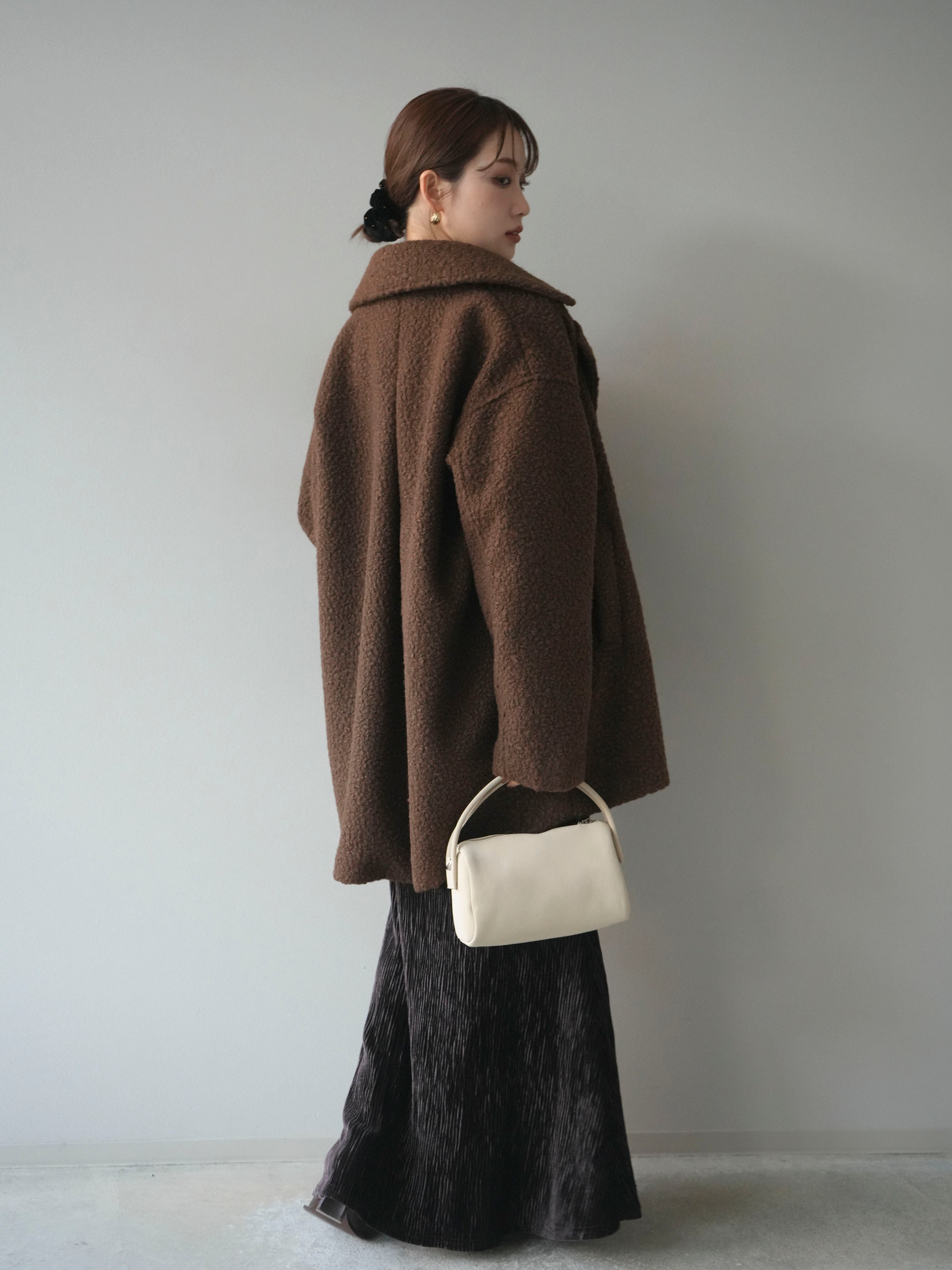 【eLLa】ボアコクーンミドルコート CINOH｜コクーンシルエットボアミドルコート
