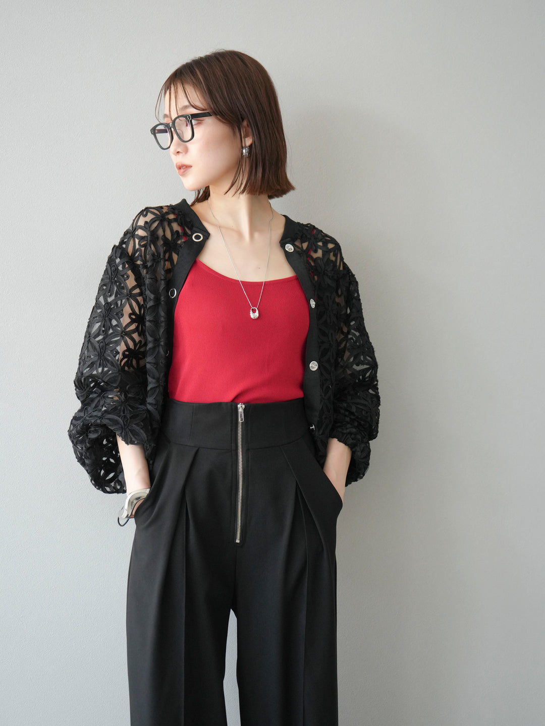 [予約]レーヨンニットキャミソール/レッド