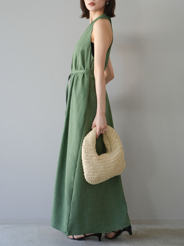 [予約]ループデザインムラ染めワンピース/グリーン