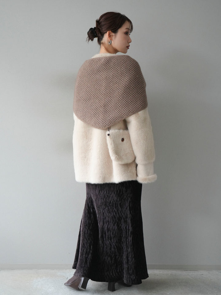 [予約]バッグ付エコファーノーカラーコート/beige