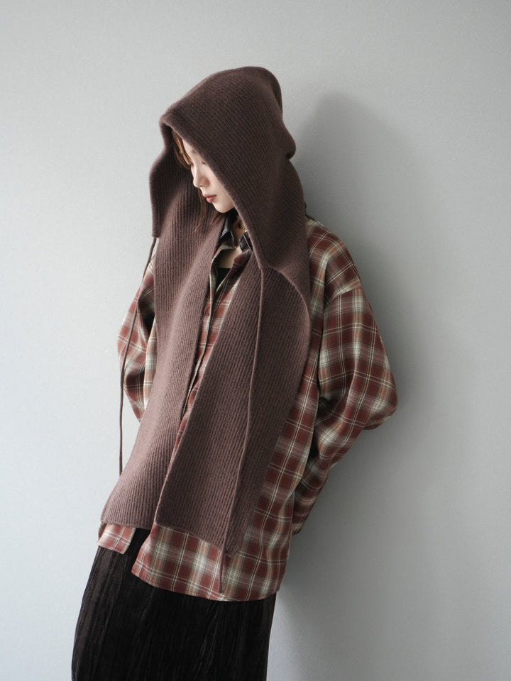 [予約]フードニットマフラー/ブラウン