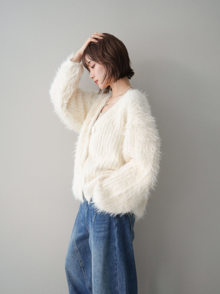 [SET]シャギーオーバーニットカーディガン+選べるアクセセット(2set)