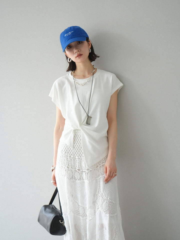 [予約]カシュクールTシャツ＆コームネックレスSET /ホワイト