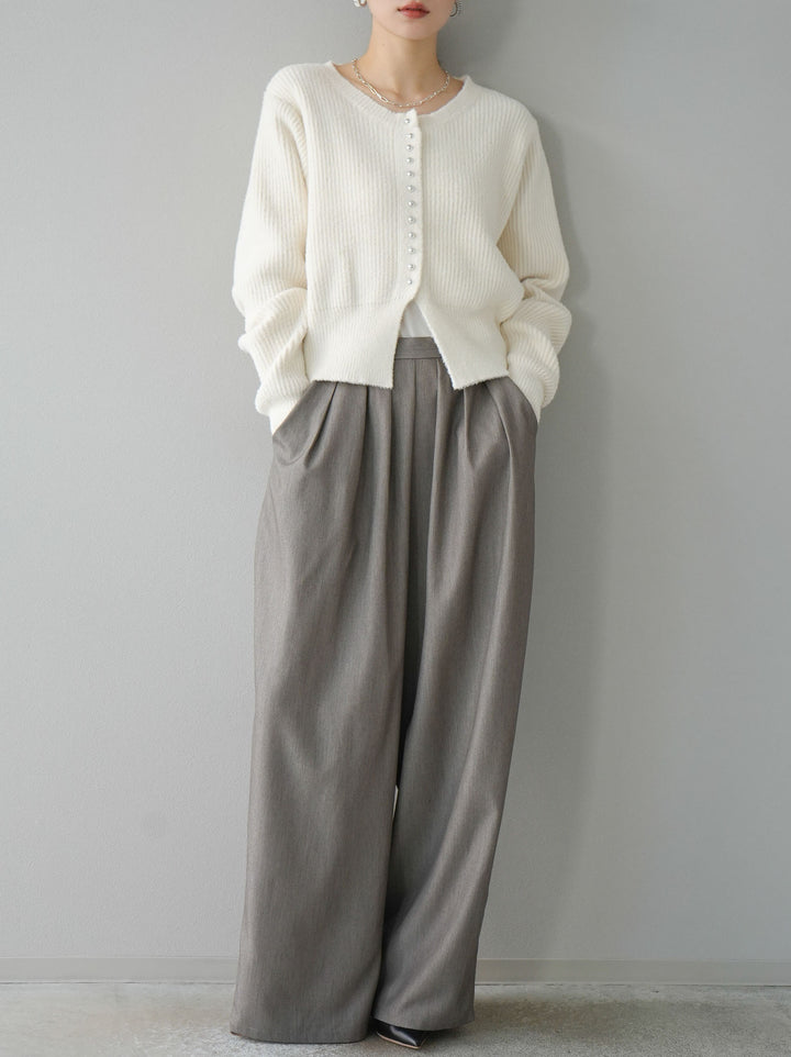 [予約]スリットヘムフェザーニットカーディガン/アイボリー