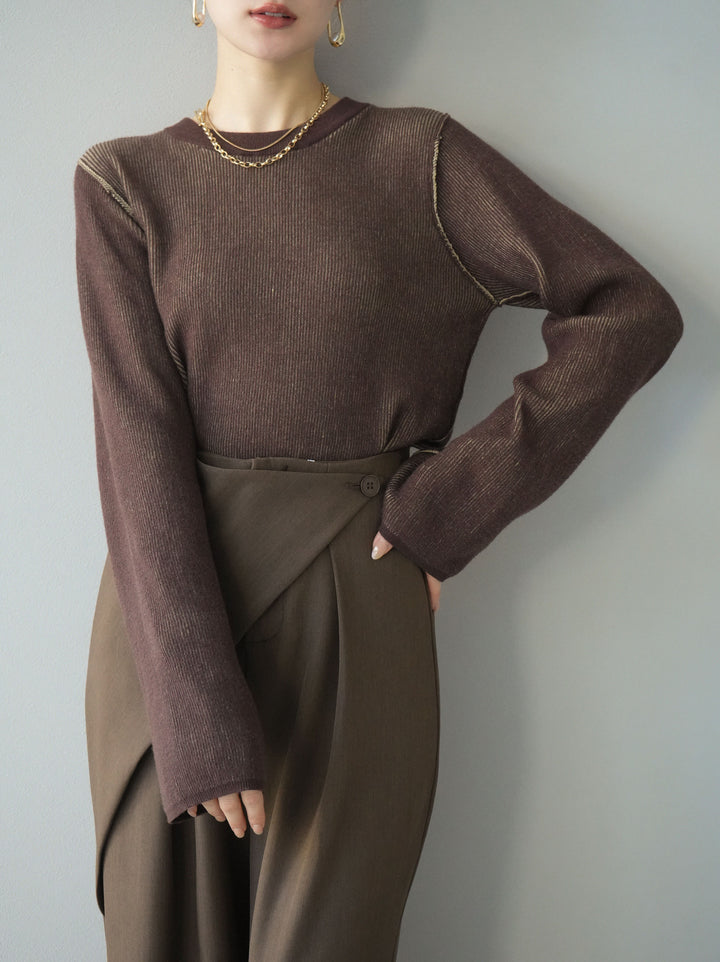 [套裝] 雙面配色羅紋針織套頭衫 + 可選飾品套裝（2 套）