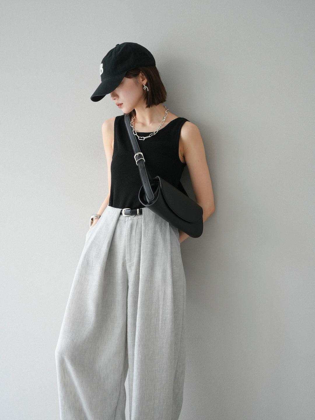 [予約]レーヨンニットタンクトップ/ブラック