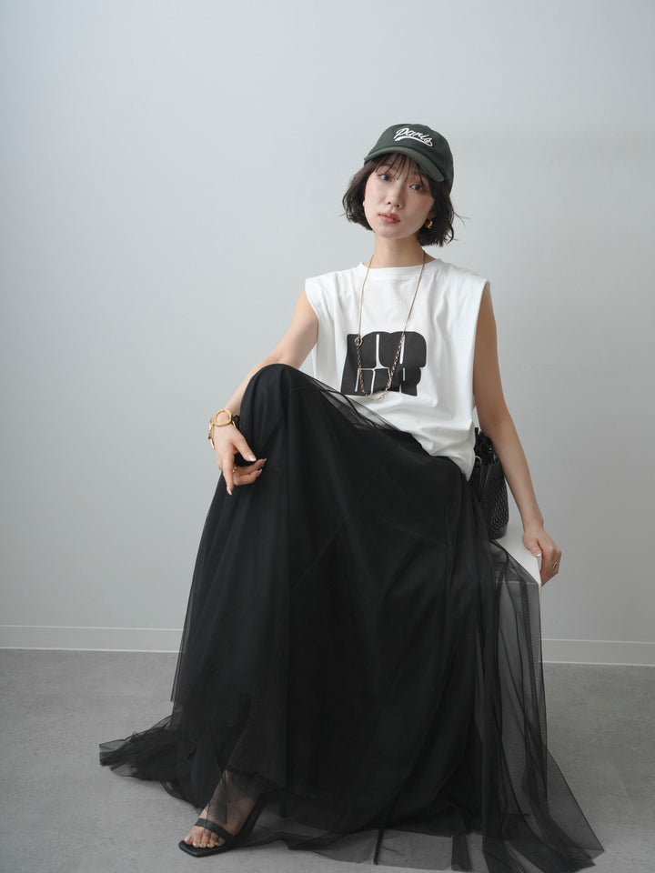 [先行販売！]ショルダータックノースリーブオーバーTEE+ショルダータックノースリーブオーバーTEE(2set)