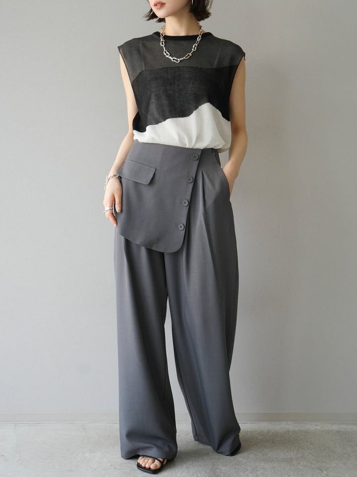 [Pre-order] Front flap slacks pants/gray