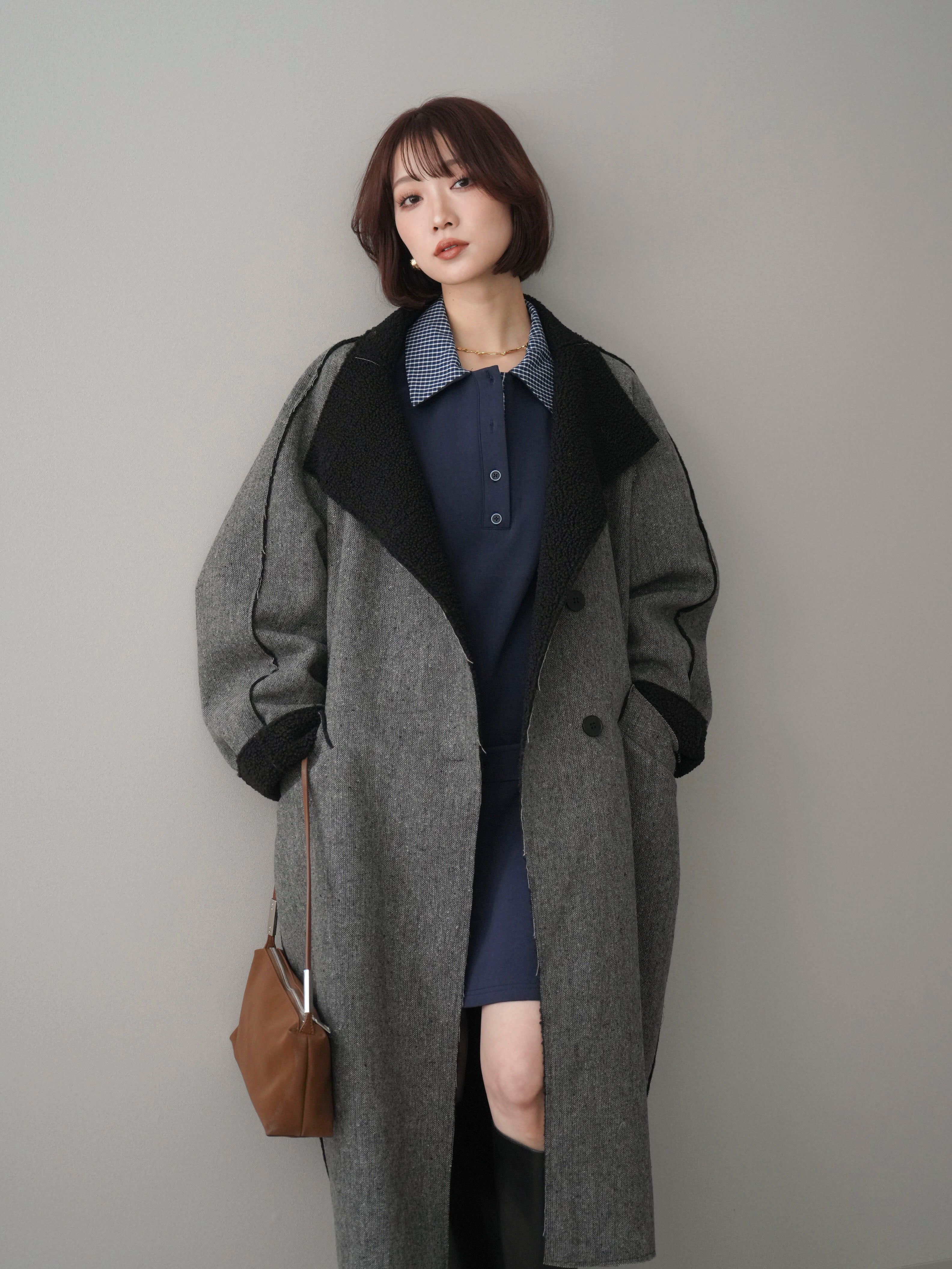 SET]チェック襟xスエットミニワンピース+選べるアクセセット(2set