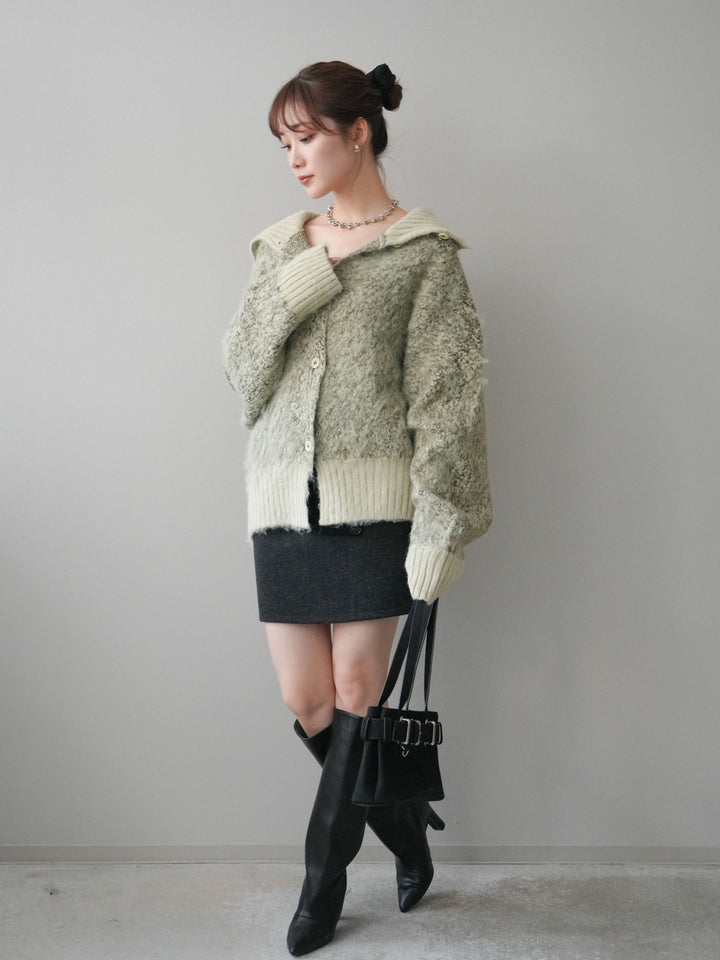 [予約]ウールタッチベルト付ミニスカート/black