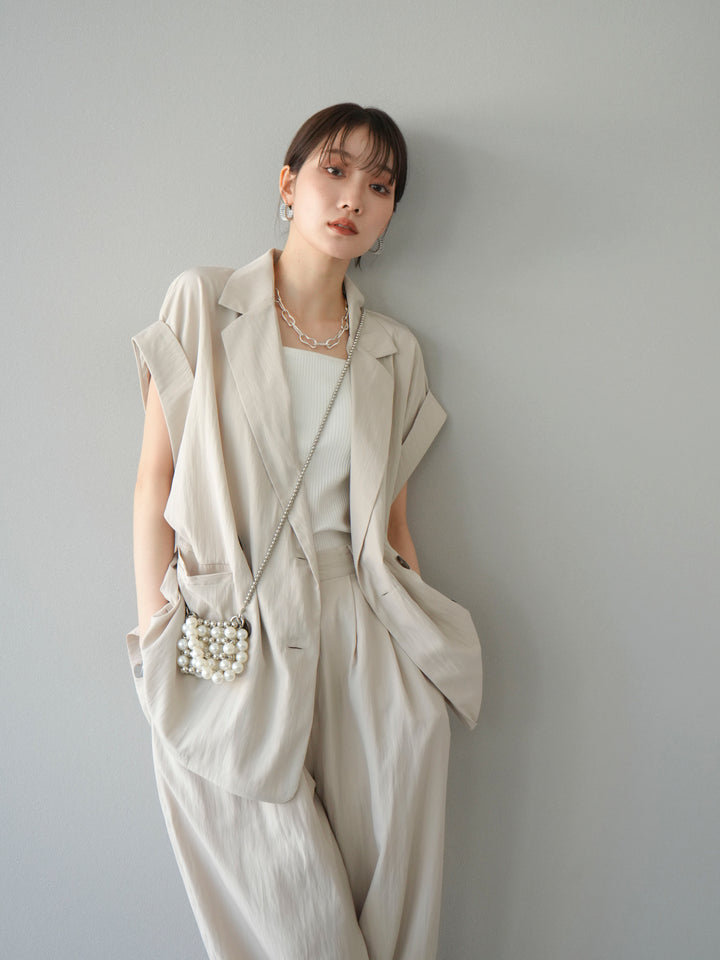 [SET]リネンライクノースリーブダブルジレ+選べるアクセセット(2set)