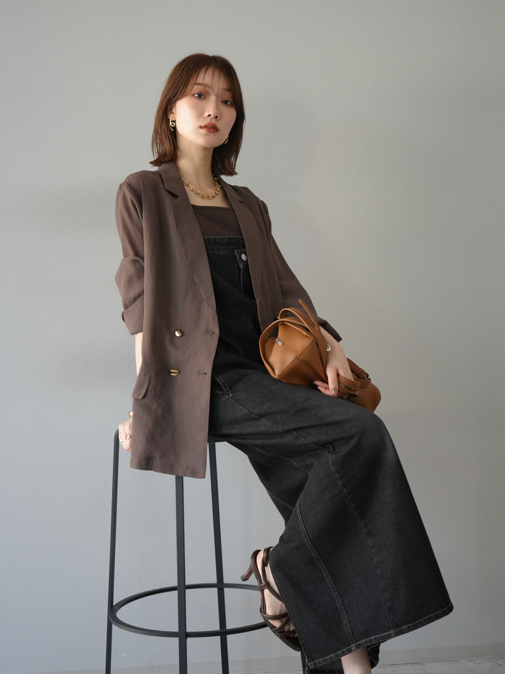 【預購】不對稱牛仔洋裝/黑色