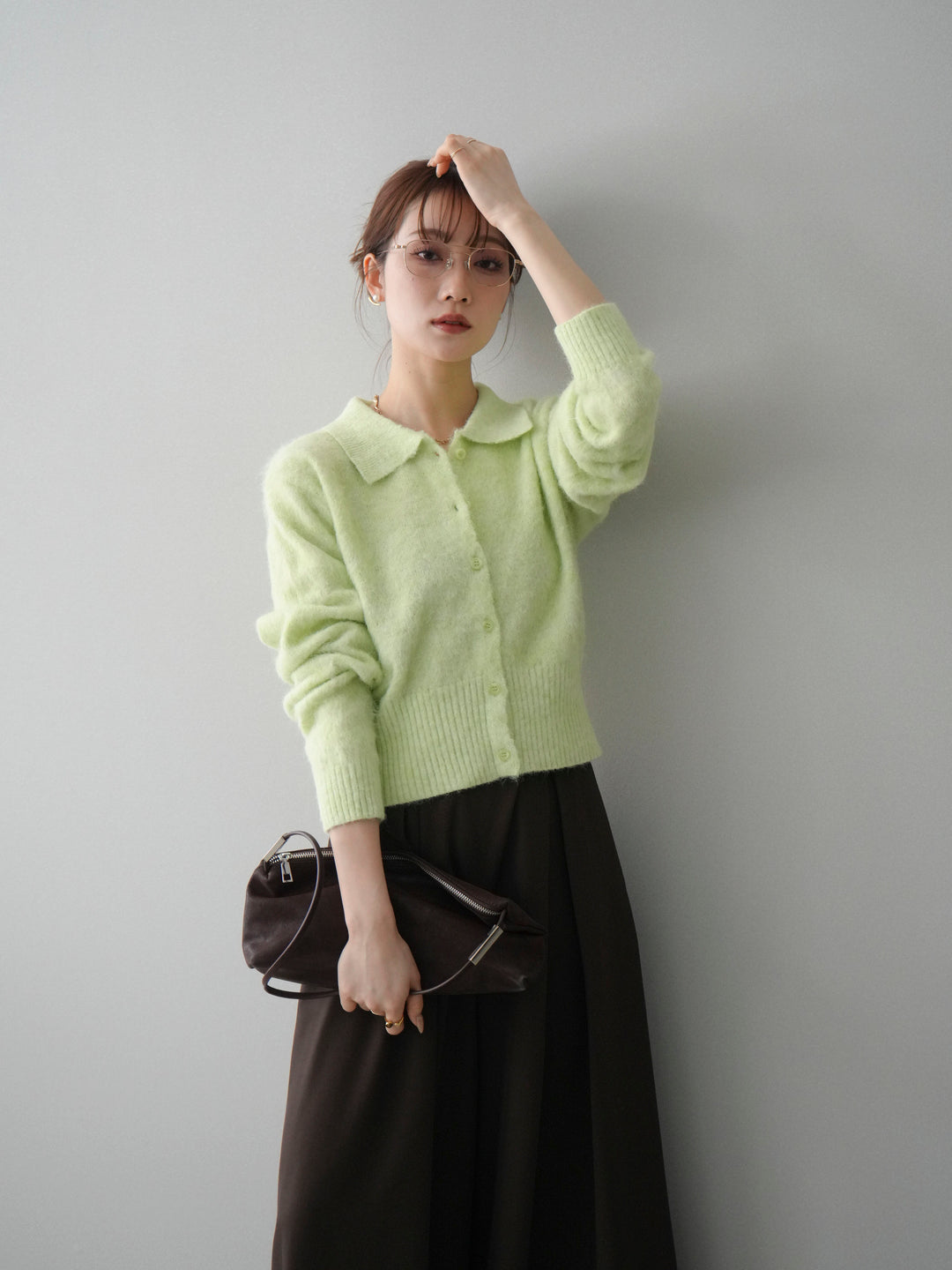 [SET]モヘア衿付きボタンプルオーバー+選べるアクセセット(2set)