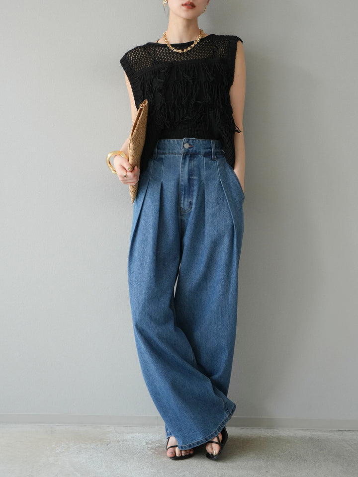 【預購】鏤空流蘇針織上衣/黑色