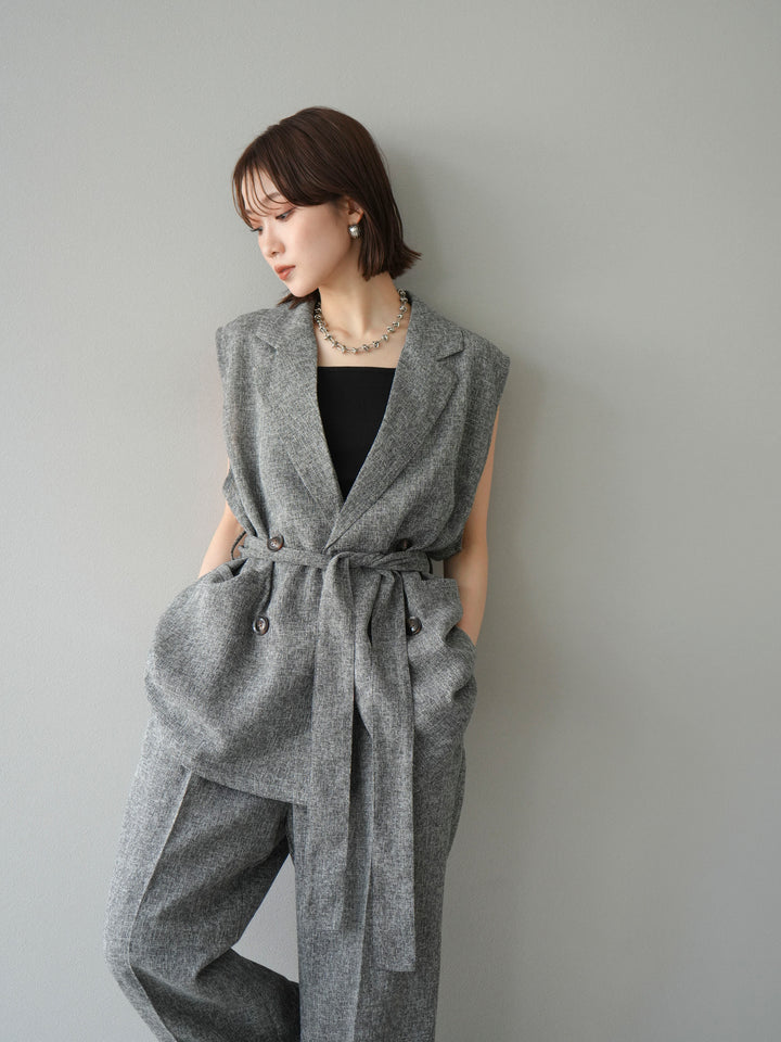 [預購] 混合粗呢背心/黑色