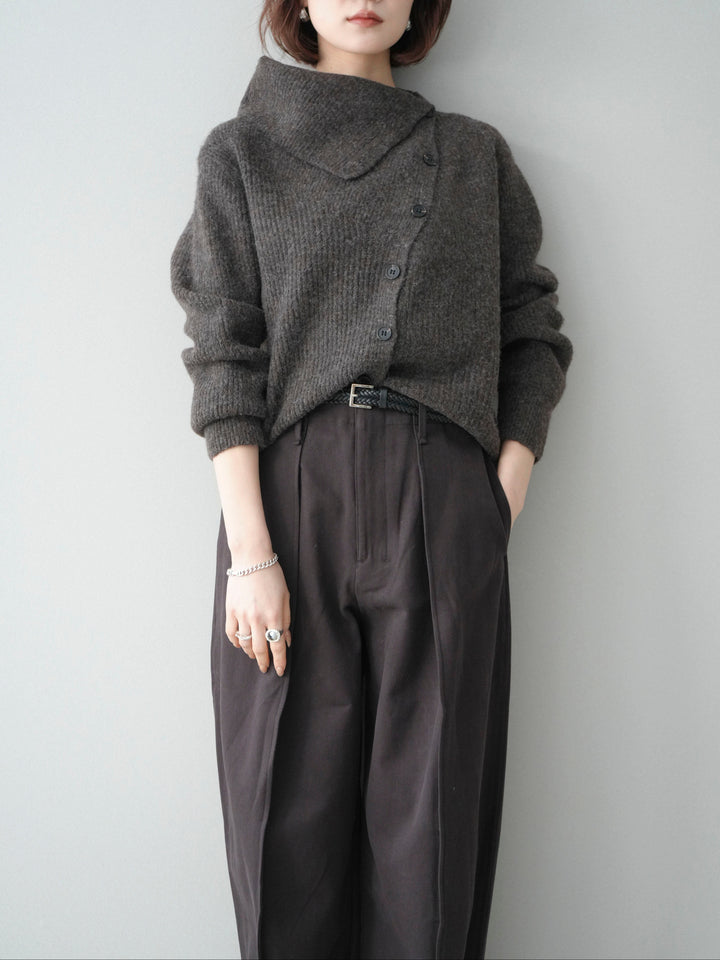 [SET]ハイネックデザインボタンニットカーディガン+ハイネックデザインボタンニットカーディガン(2set)