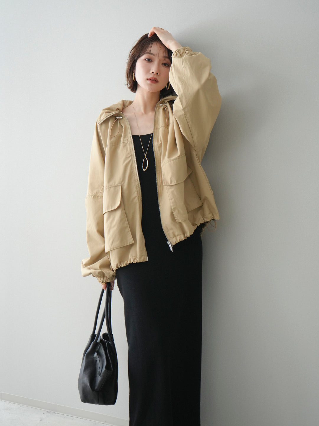 [予約]2WAYニットワンピース/black