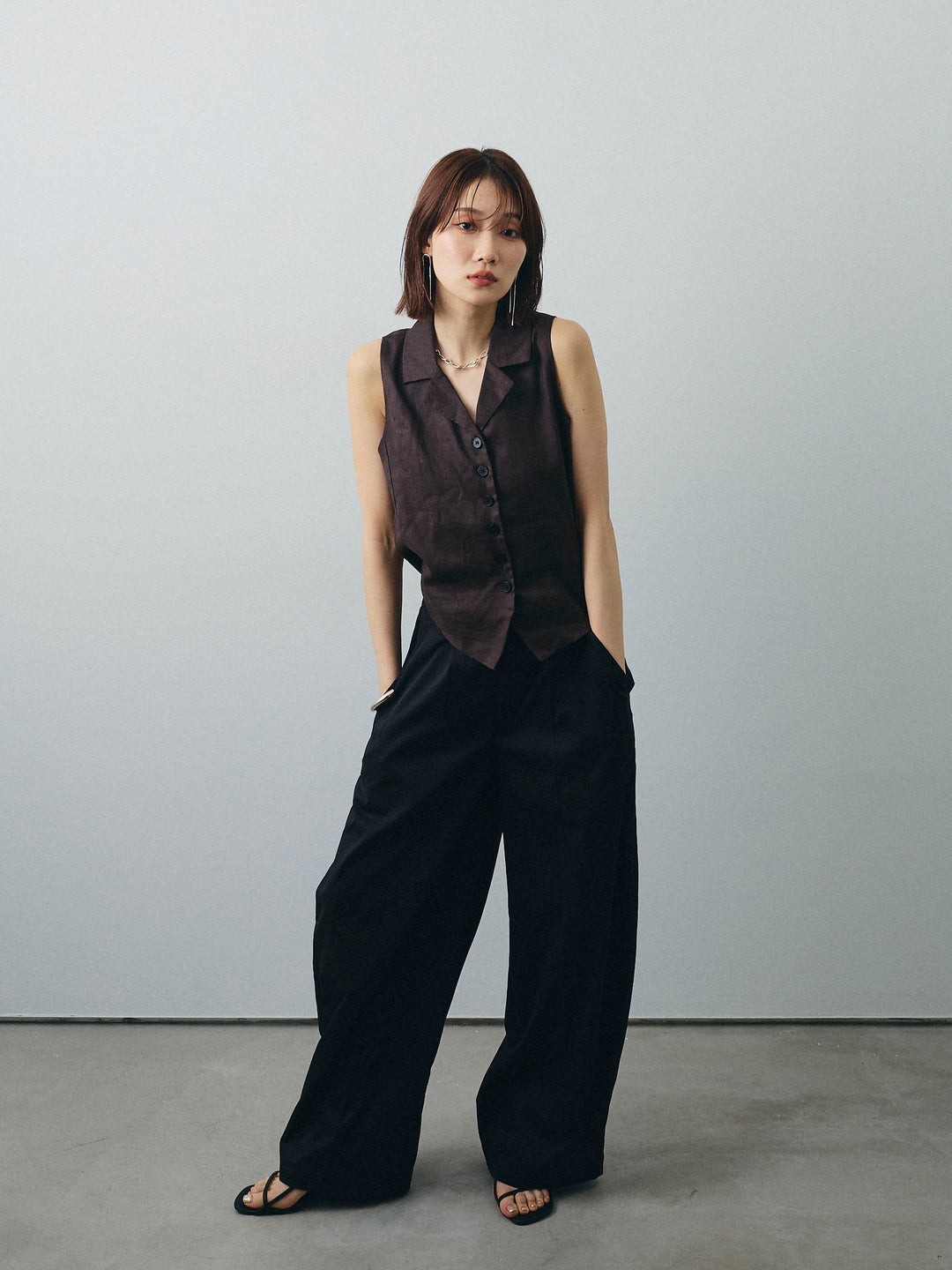 [予約]コクーンワイドチノパンツ/ブラック