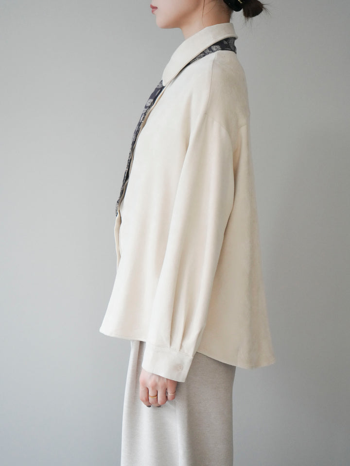 [予約]スカーフ付きスエードシャツ/ivory
