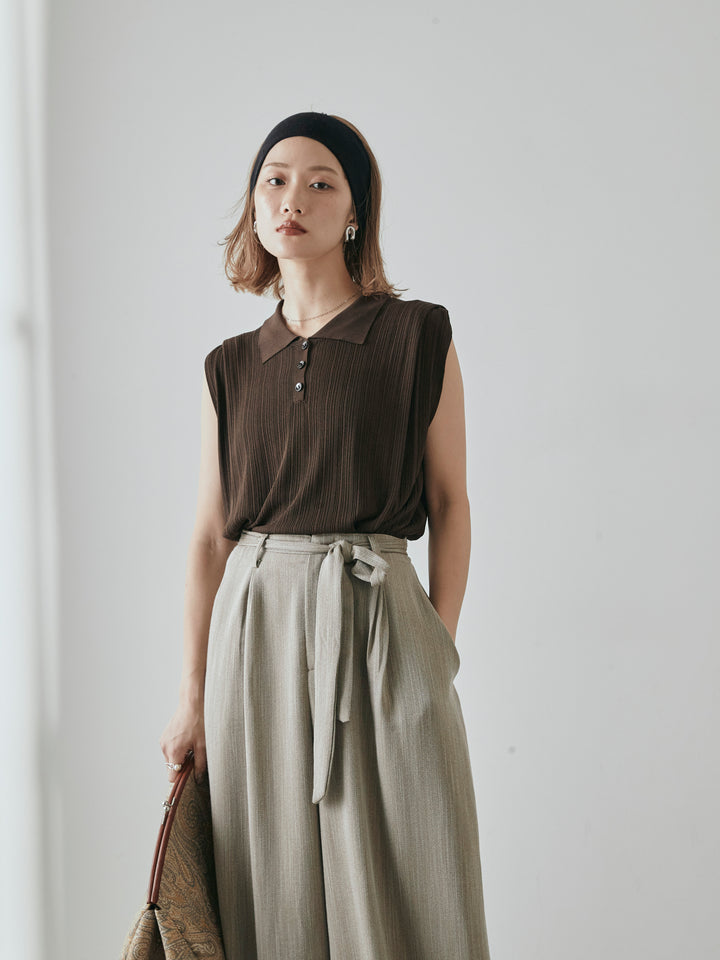 [予約]ランダムリブポロニットベスト/ブラウン