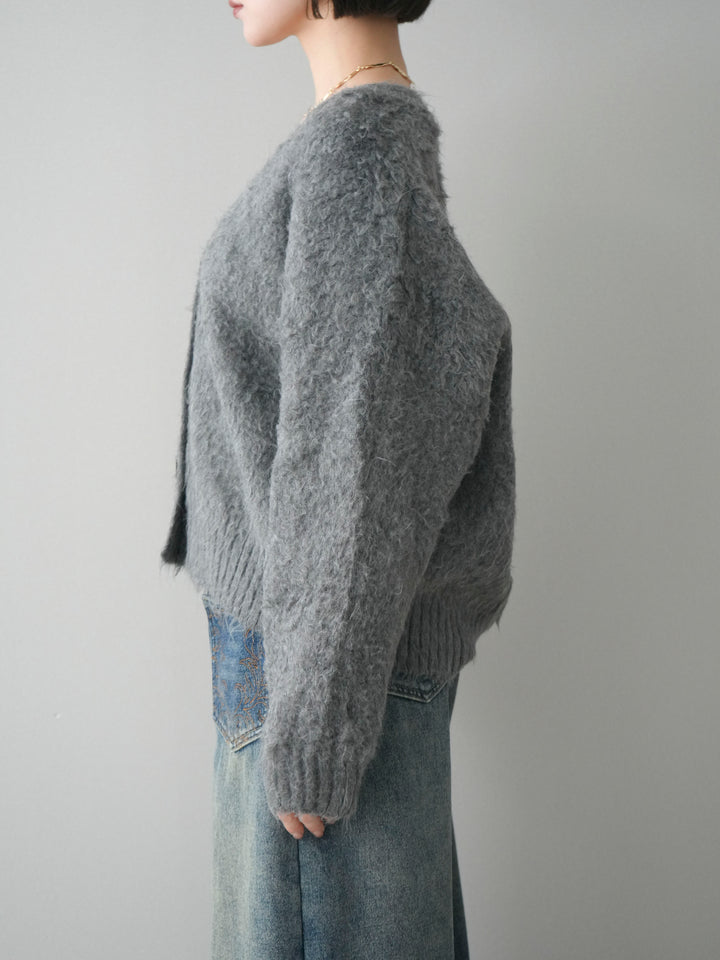 [予約]起毛シャギーニットカーディガン/gray