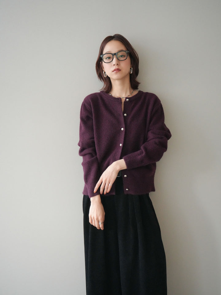 [SET]アンティークボタンニットカーディガン+ベルトデザインループコールテンワイドパンツ(ベルト付き)(2set)