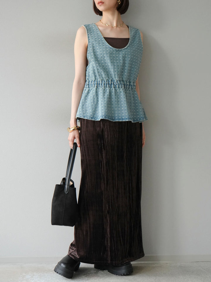 [予約]ジャガードデニム２WAYビスチェ/ライトブルー