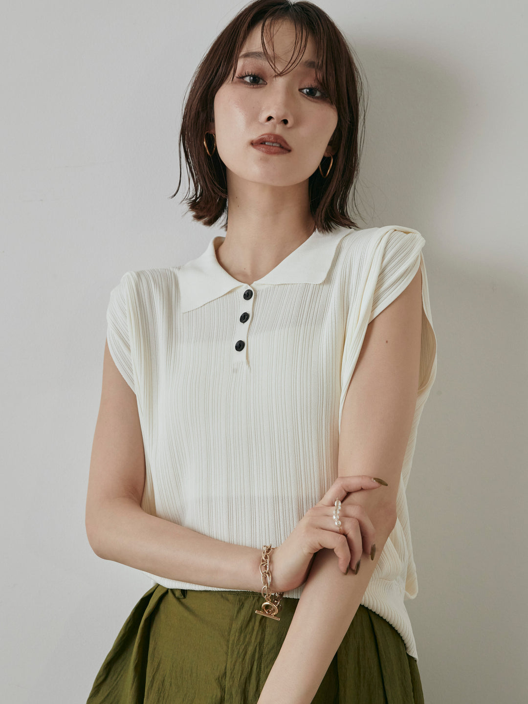 [予約]ランダムリブポロニットベスト/オフ