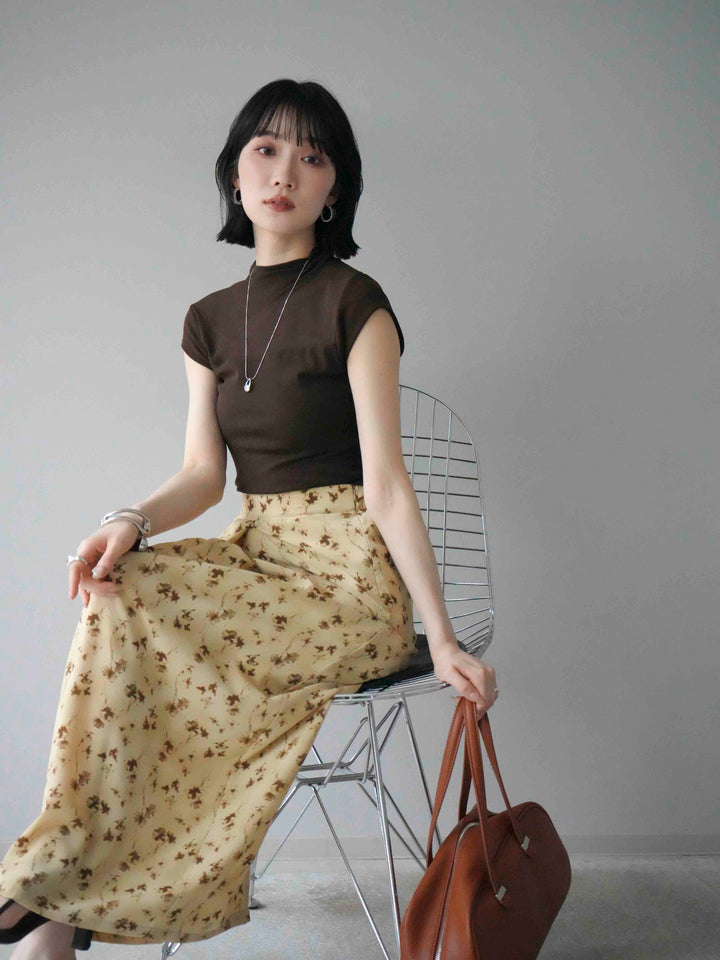 [予約]シアー切替ストレッチトップス/ブラック