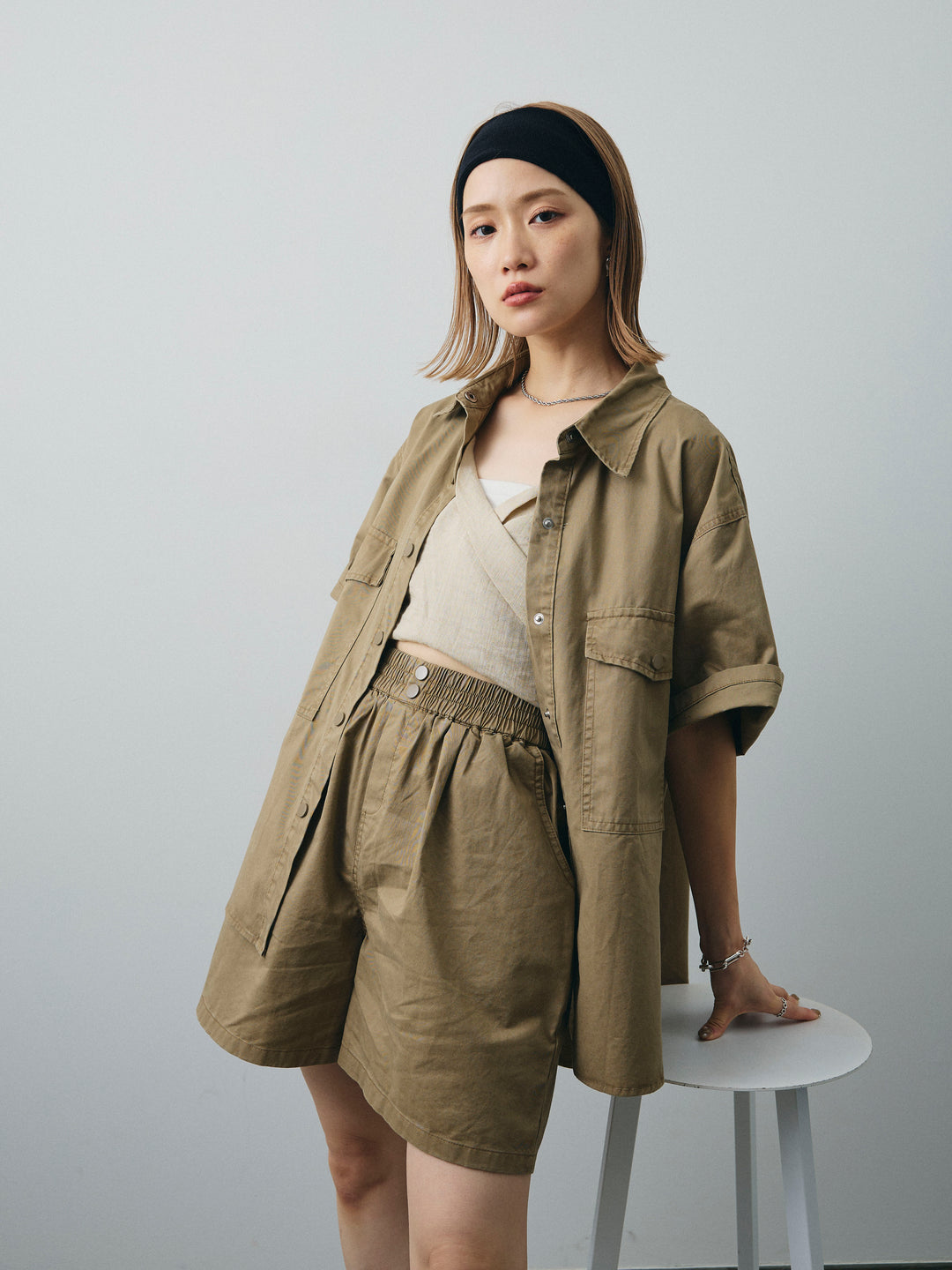 [SET]ミリタリーオーバーシャツ＆ハーフパンツSET UP+ミリタリーオーバーシャツ＆ハーフパンツSET UP(2set)