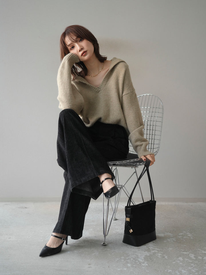 [予約]スキッパーニットプルオーバー/beige