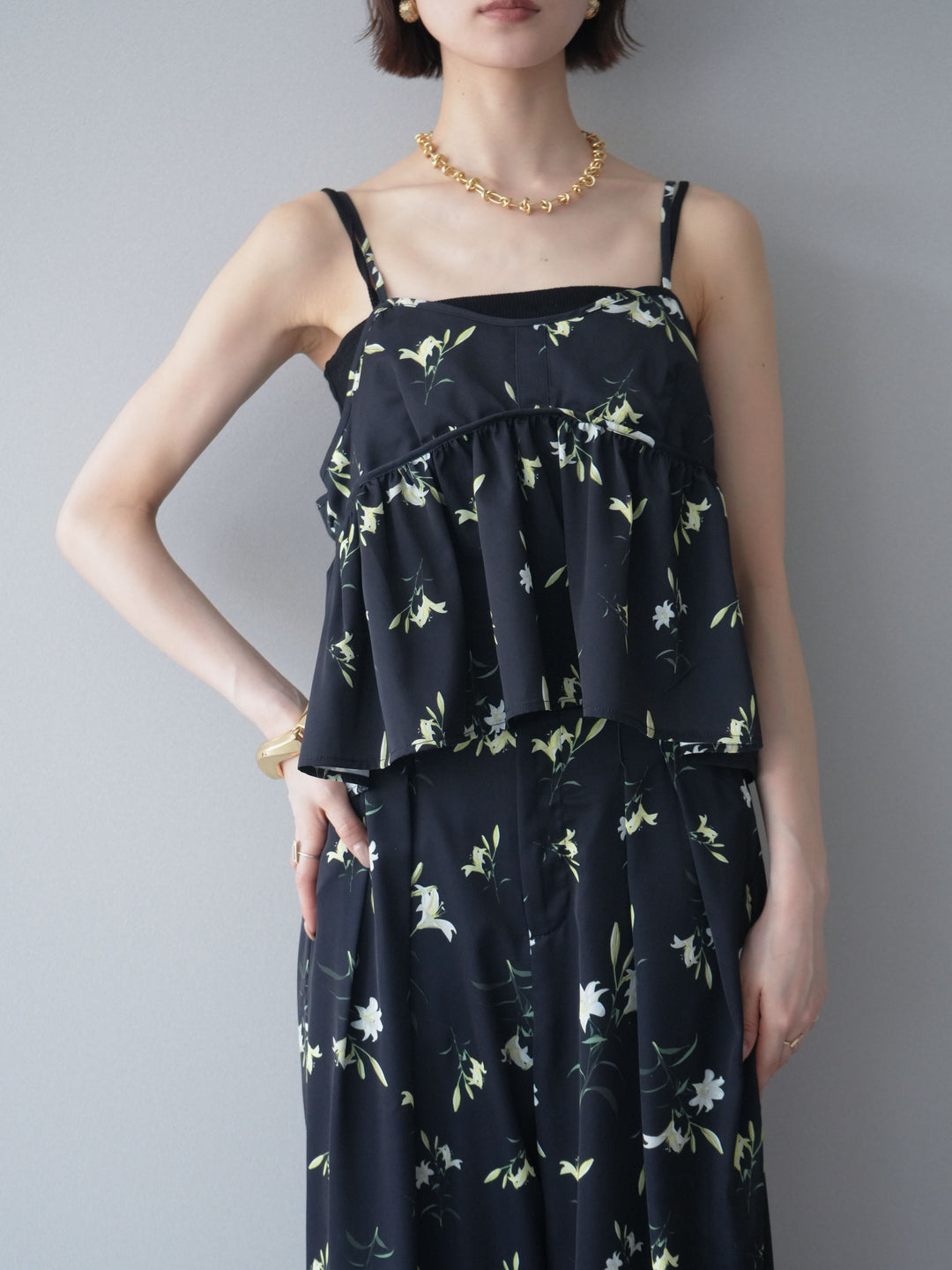 [SET]フラワープリントキャミソール+フラワープリントキャミソール(2set)