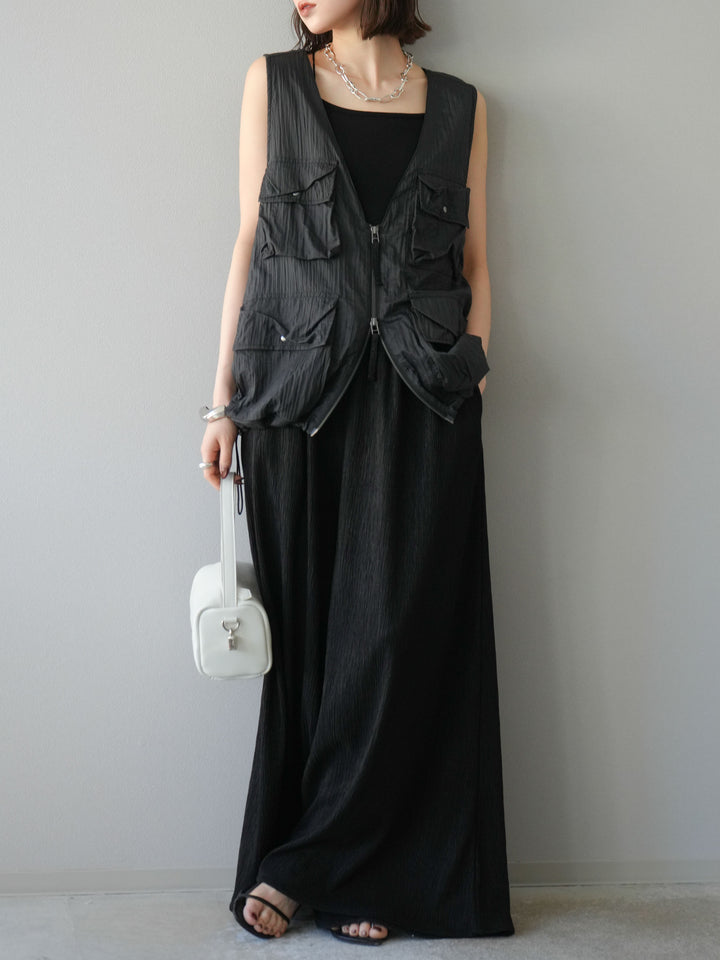 [予約]楊柳バギーパンツ/ブラック