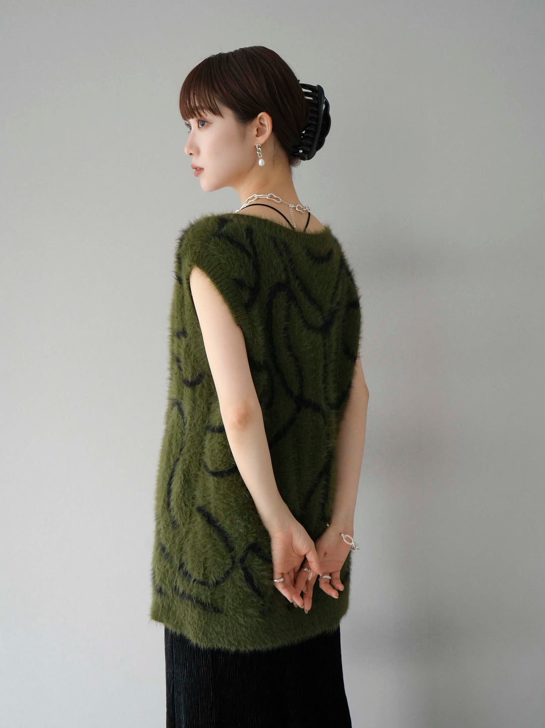 [SET]ラインシャギーニットベスト+選べるアクセセット(2set)