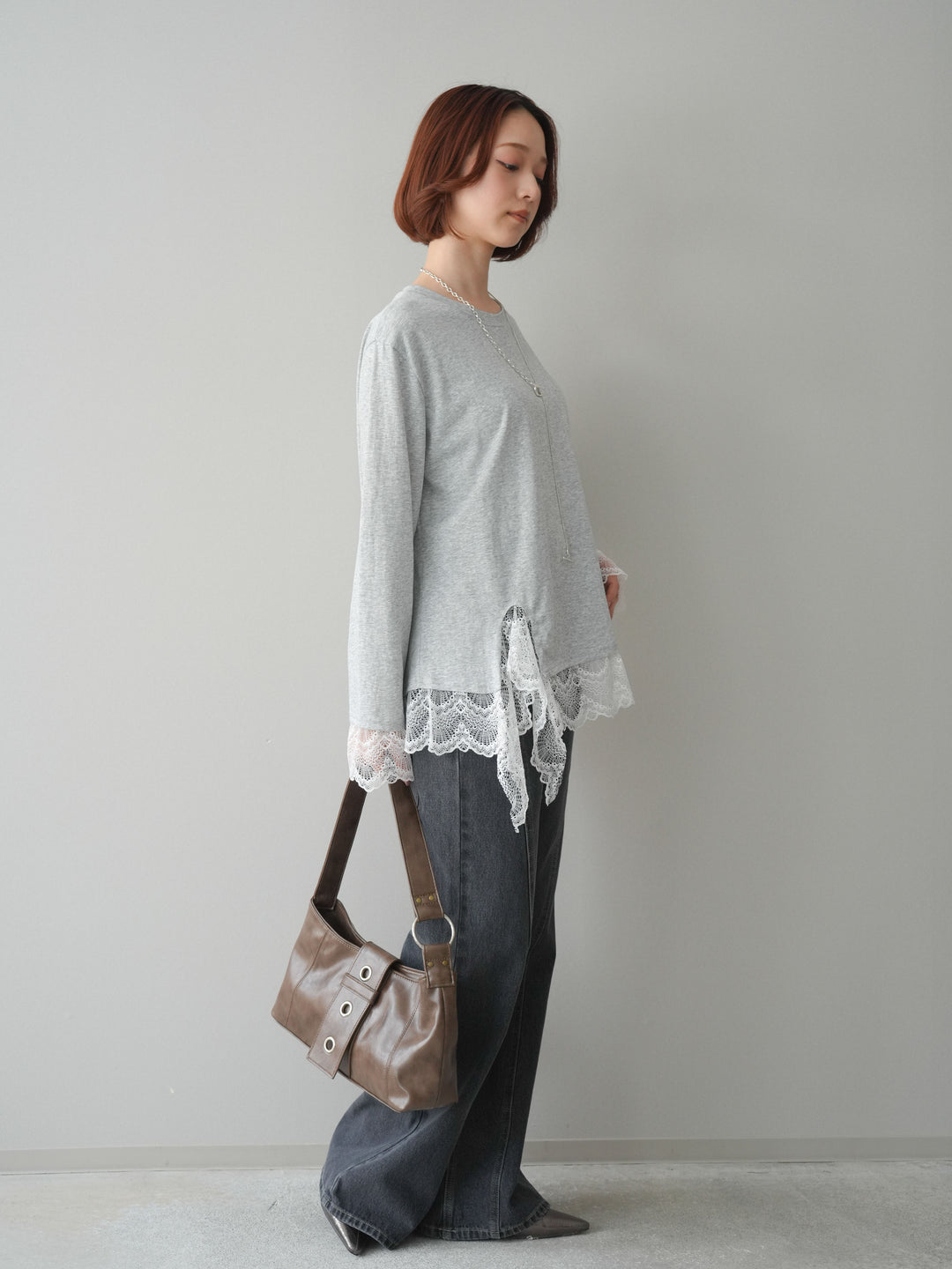 [予約]サイドラインフレアデニムパンツ/gray