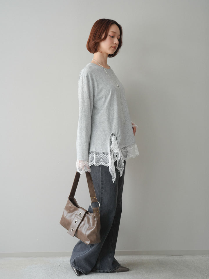 [予約]サイドラインフレアデニムパンツ/gray