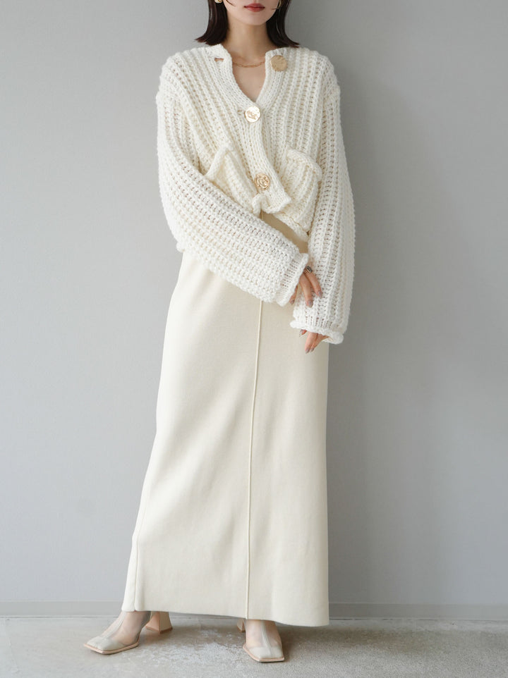 [予約]スクエアネックニットワンピース/アイボリー