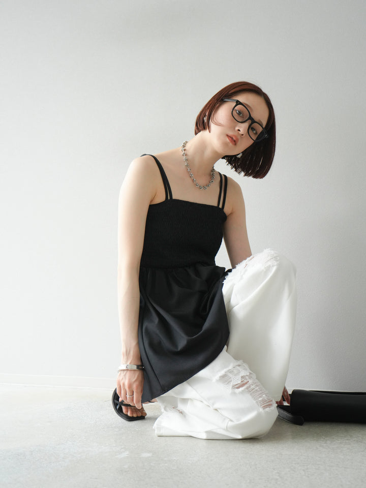 [予約]シャーリングフレアキャミプルオーバー/ブラック