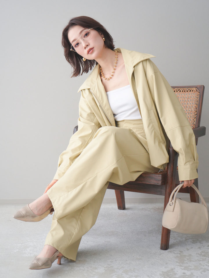 [予約]ウォッシャブルフェイクレザーバルーンジャケット/yellow