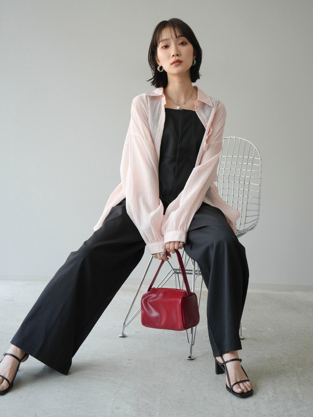 [予約]ドライタッチシアーオーバーシャツ/ピンク