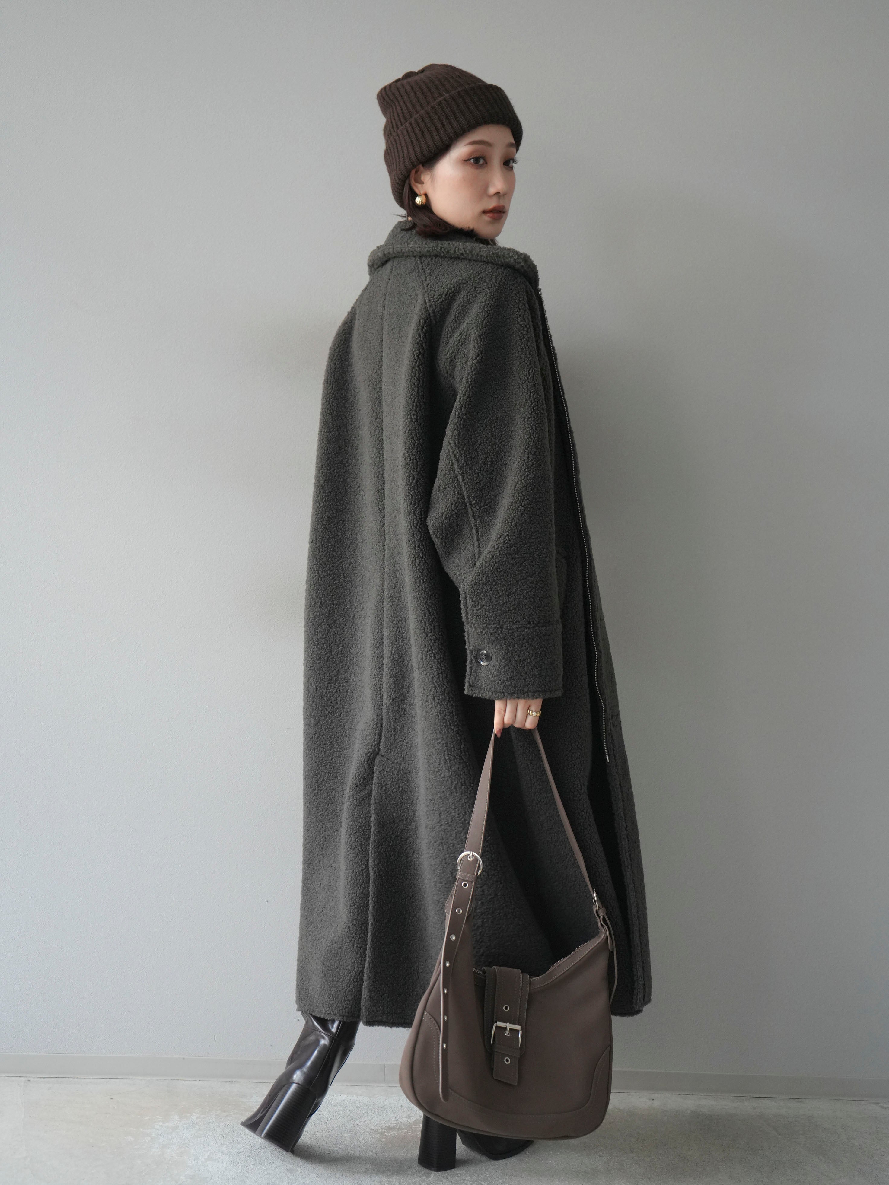 予約]ボアxムートンロングコート/charcoal – Lumier