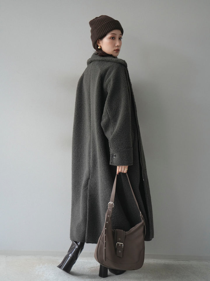 [予約]ボアxムートンロングコート/charcoal
