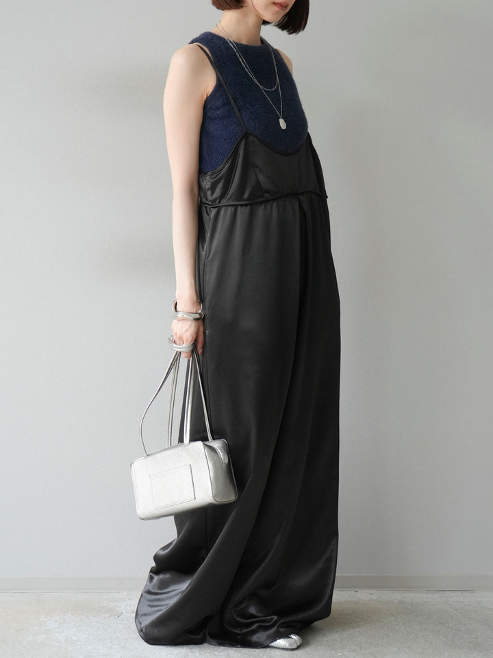 [予約]サテンビスチェオールインワン/ブラック