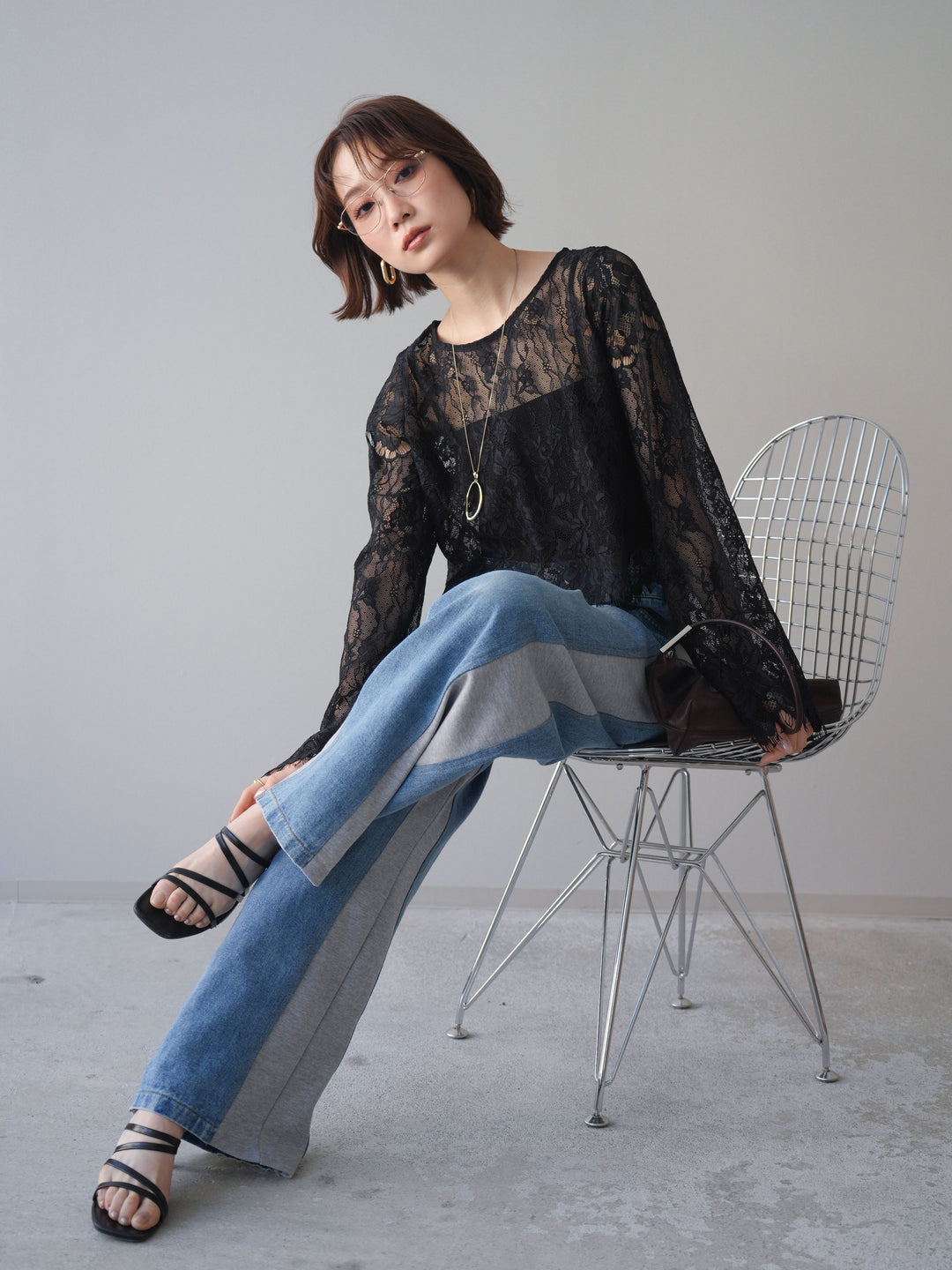 [SET]2WAYスリーブレーストップス+2WAYスリーブレーストップス(2set)